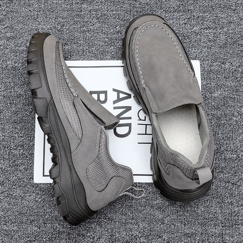 Men's Orthopedic Genuine Leather Shoes for Diabetics, Arch Support Hiking Shoes for Plantar Fasciitis