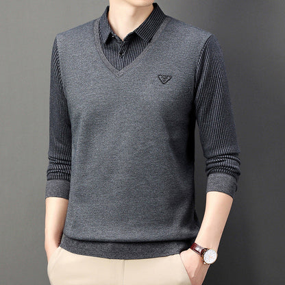 🔥Men's Fake 2-Piece Knitted Shirt
