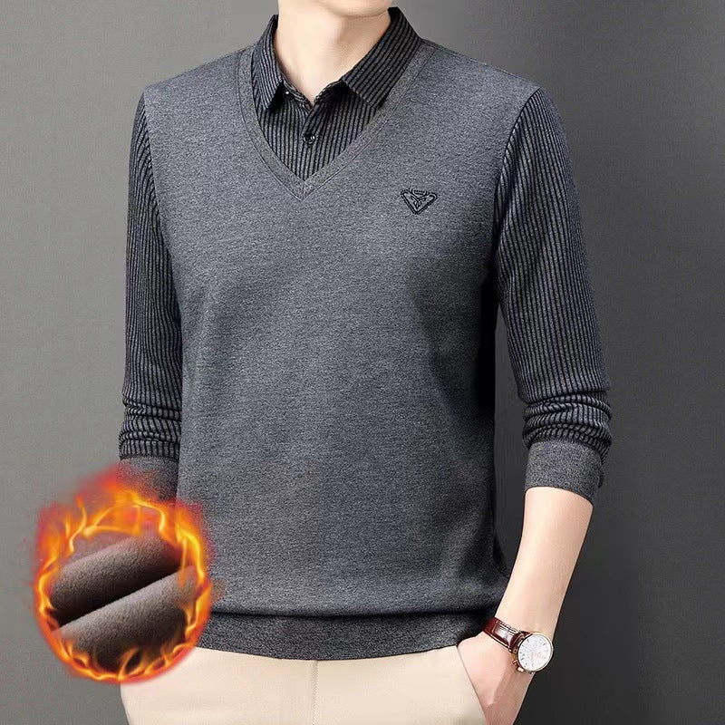 🔥Men's Fake 2-Piece Knitted Shirt