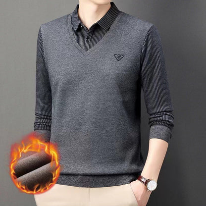 🔥Men's Fake 2-Piece Knitted Shirt