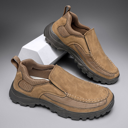 Men's Orthopedic Genuine Leather Shoes for Diabetics, Arch Support Hiking Shoes for Plantar Fasciitis