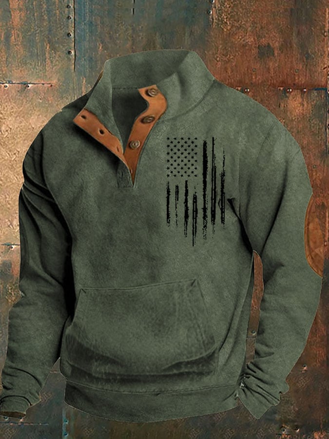 Men's Aintage Flag Print Sweatshirt