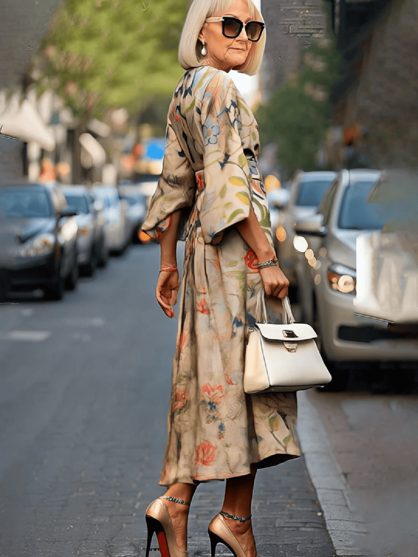 Formal Dress Hip Wrap Skirt Waist Party Skirt Round Neck Sleeve Design Dress