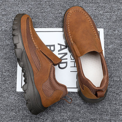 Men's Orthopedic Genuine Leather Shoes for Diabetics, Arch Support Hiking Shoes for Plantar Fasciitis