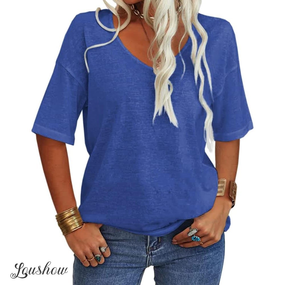 Women's Solid Color V-Neck T-shirt